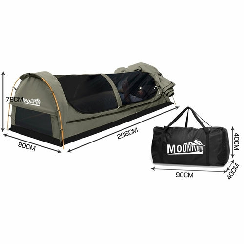 Mountview King Single Camping Swag — Toile Ripstop Déperlante, Sol PVC Imperméable, Matelas 6cm & Moustiquaire