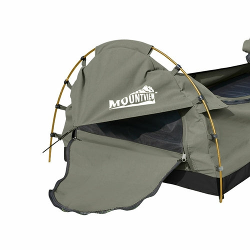 Mountview King Single Camping Swag — Toile Ripstop Déperlante, Sol PVC Imperméable, Matelas 6cm & Moustiquaire