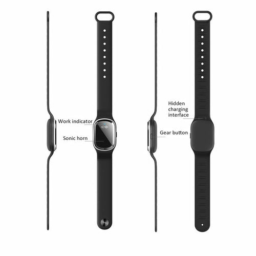 Bracelet Anti-Moustiques Électronique Super Shield — Répulsif Ultrasonique Étanche, 3 Modes (Intérieur/Extérieur/Silencieux), Silencieux, Silicone