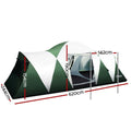 Tente Dôme Weisshorn 12 Personnes — 2 Chambres Privées, Grand Espace Central, 190T PU 3000 mm, Tente Imperméable UV, Vert