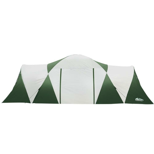 Tente Dôme Weisshorn 12 Personnes — 2 Chambres Privées, Grand Espace Central, 190T PU 3000 mm, Tente Imperméable UV, Vert