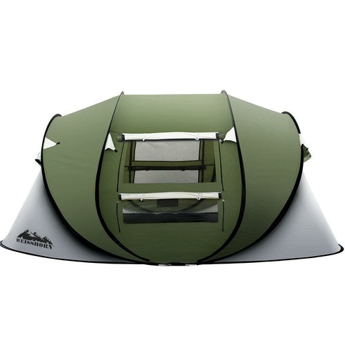 Tente Pop-Up Weisshorn 5 Personnes — Tente Instantanée 1 Seconde, Armature Acier, 190T PU 3000 mm, Vert