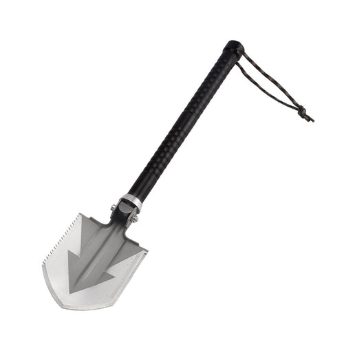 Pelle Multi-Fonctions Outdoor Pliable — Outil de Survie 4 en 1 (Pelle, Hache, Scie, Crowbar…) en Acier Carbone, Manche Réglable, Sac de Rangement — 48 × 10,5 cm, 540 g