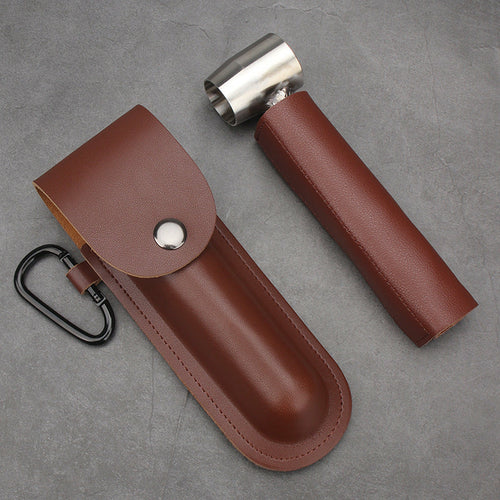 Kit de Perçage à Main avec Étui en Cuir Véritable & Alliage, Camping & Bushcraft
