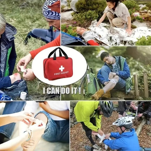 Petit Trousse de Secours d’Urgence — Kit Premiers Soins Portable, Ciseaux, Pince à Épiler, Pansements, Couverture de Survie (Extérieur & Voyage)