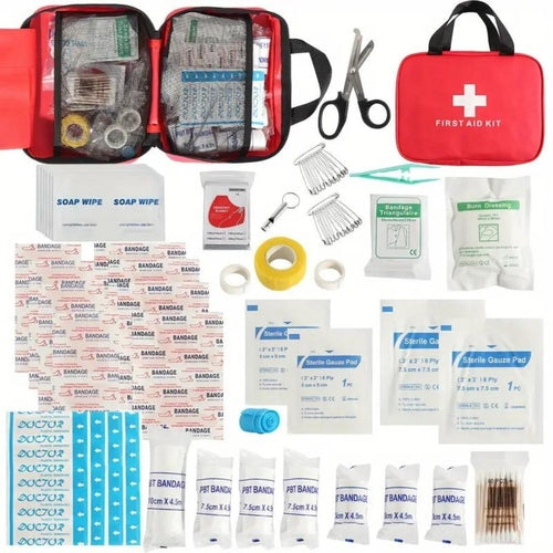 Petit Trousse de Secours d’Urgence — Kit Premiers Soins Portable, Ciseaux, Pince à Épiler, Pansements, Couverture de Survie (Extérieur & Voyage)