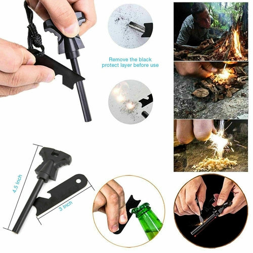Kit de Survie d’Urgence 14 en 1 SOS EDC — Outils Tactiques & Accessoires Camping/Randonnée, Boîtier Noir Étanche