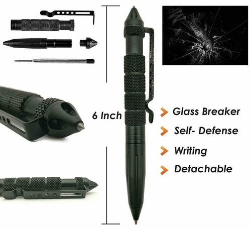 Kit de Survie d’Urgence 14 en 1 SOS EDC — Outils Tactiques & Accessoires Camping/Randonnée, Boîtier Noir Étanche